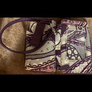 Purple and Gray Thirty One Wristlet